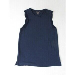 Eddie Bauer Tank top womens Navy SZ XS fringed used